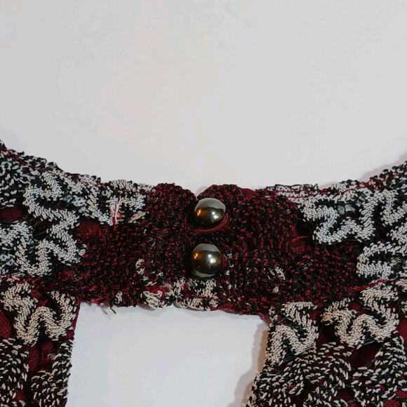 Candies Lace Mesh Halter Dress Juniors Small Burgundy Gray Floral Stripe EUC - Picture 6 of 9